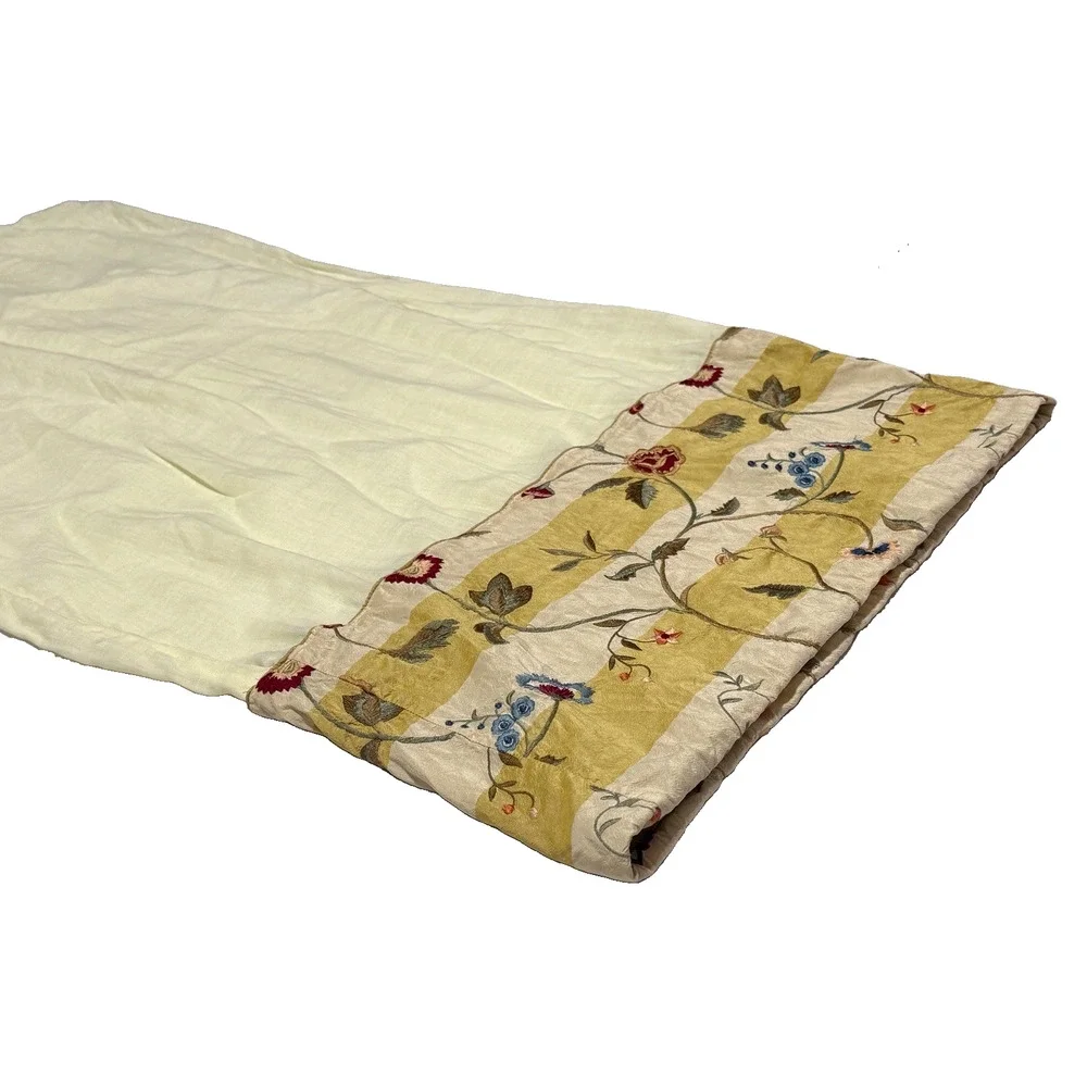Vintage Hand Embroidered Pillowcase Decorative Cover Crewel Silk Linen Single